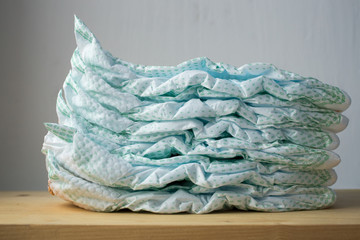 the stack of diapers