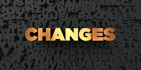 Changes - Gold text on black background - 3D rendered royalty free stock picture. This image can be used for an online website banner ad or a print postcard.