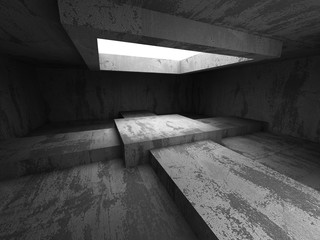 Dark concrete empty room. Grunge architecture modern background