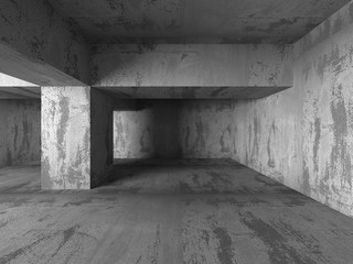 Empty Dark Room. Concrete Walls. Abstract Architecture
