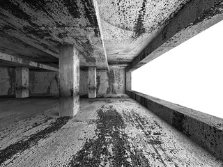 Dark urban empty concrete room basement interior. Architecture b