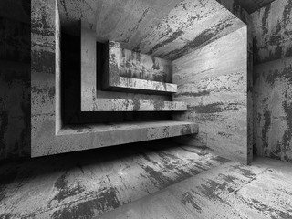 Abstract Concrete Walls Room. Architecture Background