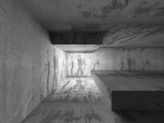 Empty concrete walls room interior. Abstract architecture backgr