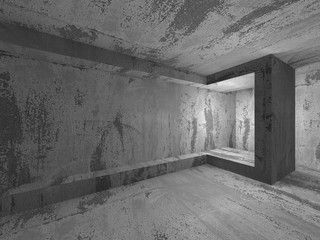 Dark concrete room interior. Architecture background