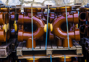 Stack horizontal sewerage vitrified clay siphon