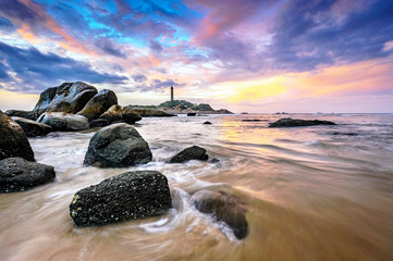 Sunrise over Ke Ga lighthouse built during French domination in Binh Thuan province, Vietnam.
