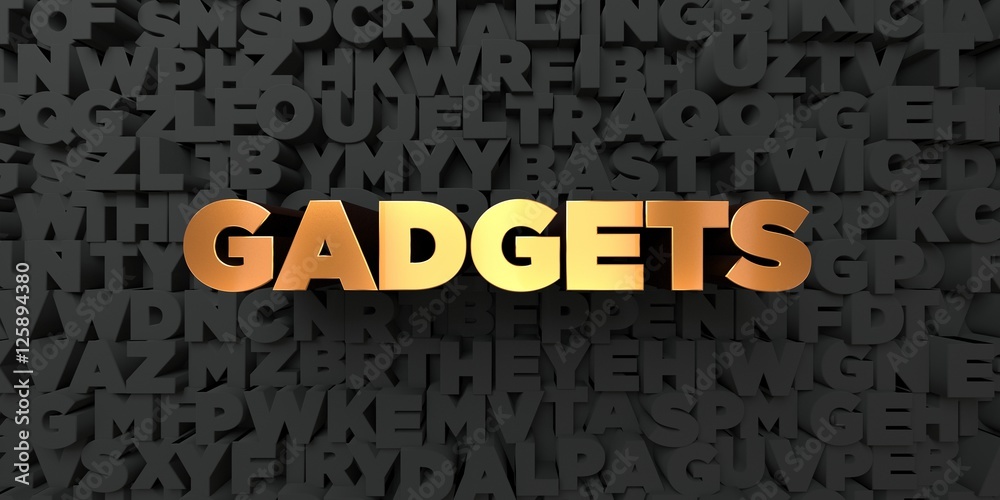 Fototapete gadgets - gold text on black background - 3d rendered royalty free stock picture. this image can be 
