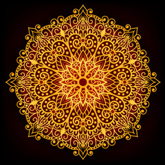 Template Gold mandala vector circle of zentangle hand drawn, mandala design