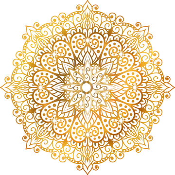 Template Gold mandala vector circle of zentangle hand drawn, mandala design