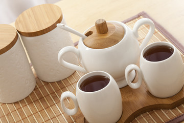 Obraz na płótnie Canvas Closeup of a tea set