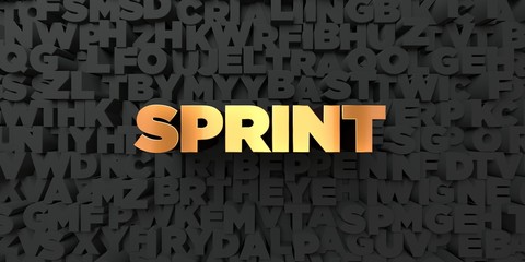 Sprint - Gold text on black background - 3D rendered royalty free stock picture. This image can be used for an online website banner ad or a print postcard.