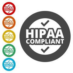 HIPAA - Health Insurance Portability and Accountability Act icons set