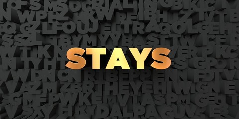 Stays - Gold text on black background - 3D rendered royalty free stock picture. This image can be used for an online website banner ad or a print postcard.