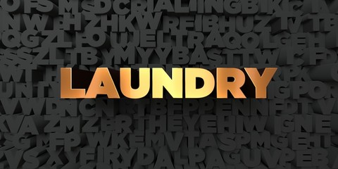 Laundry - Gold text on black background - 3D rendered royalty free stock picture. This image can be used for an online website banner ad or a print postcard.