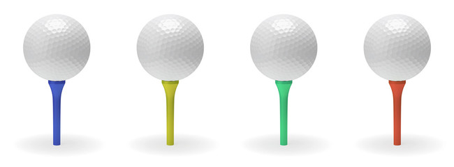 Golf ball on tee set