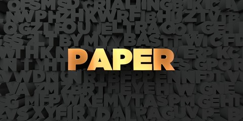 Paper - Gold text on black background - 3D rendered royalty free stock picture. This image can be used for an online website banner ad or a print postcard.