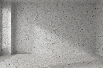 Empty spotted concrete room wall with corner