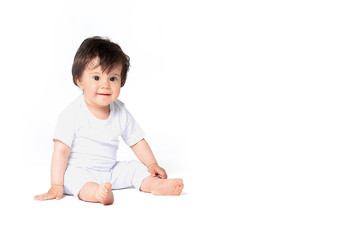 baby in diaper isolated on white background