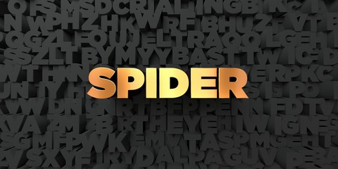 Spider - Gold text on black background - 3D rendered royalty free stock picture. This image can be used for an online website banner ad or a print postcard.