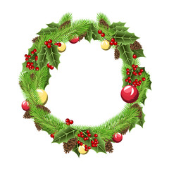 Fototapeta na wymiar vector green christmas wreath