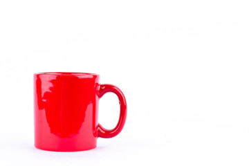 red coffee or tea cup on white background drink isolated
