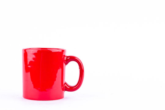 red coffee or tea cup on white background drink isolated
