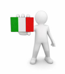 Man and Italian flag. Image with clipping path