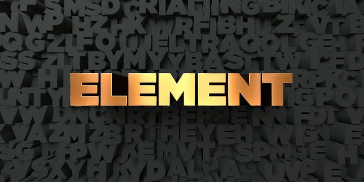 Element - Gold text on black background - 3D rendered royalty free stock picture. This image can be used for an online website banner ad or a print postcard.