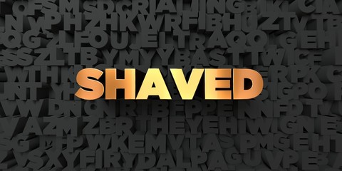 Shaved - Gold text on black background - 3D rendered royalty free stock picture. This image can be used for an online website banner ad or a print postcard.