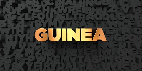 Guinea - Gold text on black background - 3D rendered royalty free stock picture. This image can be used for an online website banner ad or a print postcard.
