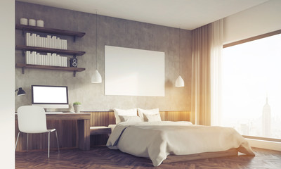 Fototapeta premium Sunlit bedroom and home office