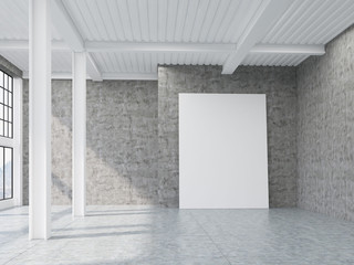 Vertical poster in loft with pillars