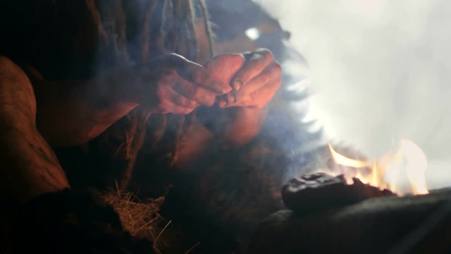 Ice age man makes potion