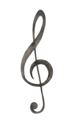Fototapeta premium Watercolor treble clef. Isolated musical sign on white background.
