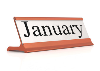 January word on table tag isolated