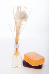 Spa aromatherapy products with essential oil and luffa soap  on