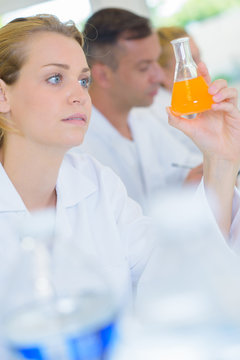orange solution in lab