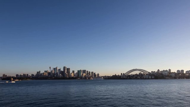Sunset timelapse of Sydney CBD and Sydney Harbour Bridge in 4k