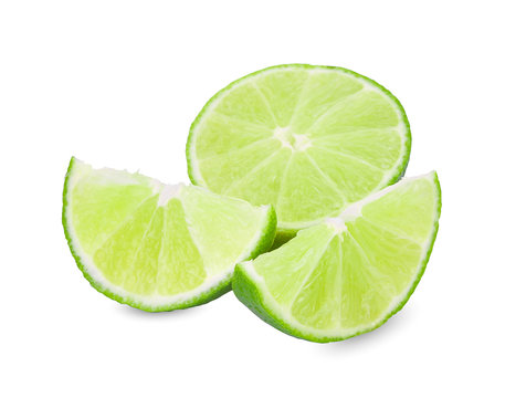 slice of fresh lime isolated on white