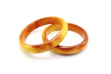 Wooden bracelets isolated on white background