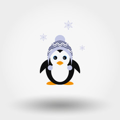 Penguin in a knitted cap.
