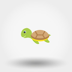 Smiling cartoon turtle.