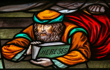 Heretic - Stained Glass in Mechelen Cathedral - obrazy, fototapety, plakaty