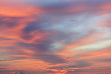 Beautiful red sky cloud background at dusk