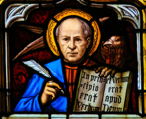 Fototapeta premium Stained Glass of the the Eagle - Saint John the Evangelist