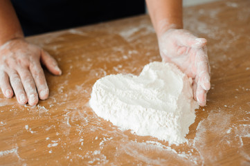 Chef preparing dough - cooking process