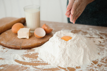 Chef preparing dough - cooking process