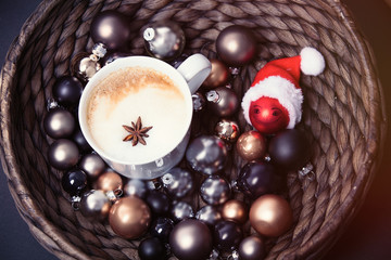 Christmas baubles and cup