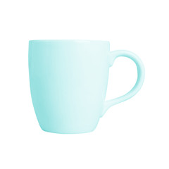 Blue coffee cup isolated with clipping path