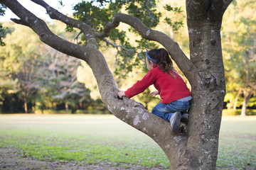 木登りをする女の子